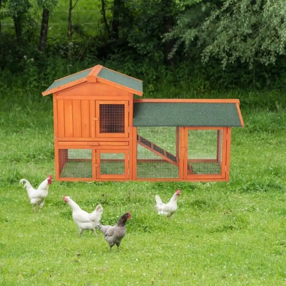 61" Wooden Rabbit Hutch Chicken Coop Small Pet House Bunny Cage w/Ramp Run
