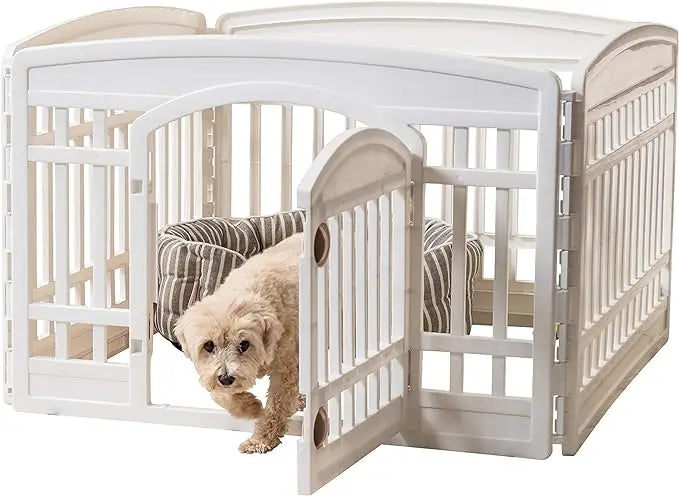 24-Inch 4-Panel Exercise Pet Playpen with Door - Easy to Assemble, Foldable, and Customizable, Ideal for Puppies and Small Dogs