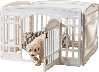 24-Inch 4-Panel Exercise Pet Playpen with Door - Easy to Assemble, Foldable, and Customizable, Ideal for Puppies and Small Dogs