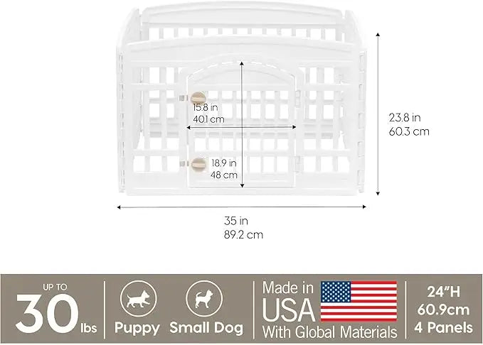 24-Inch 4-Panel Exercise Pet Playpen with Door - Easy to Assemble, Foldable, and Customizable, Ideal for Puppies and Small Dogs