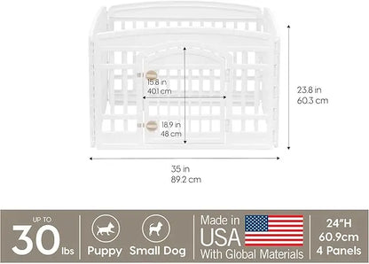 24-Inch 4-Panel Exercise Pet Playpen with Door - Easy to Assemble, Foldable, and Customizable, Ideal for Puppies and Small Dogs