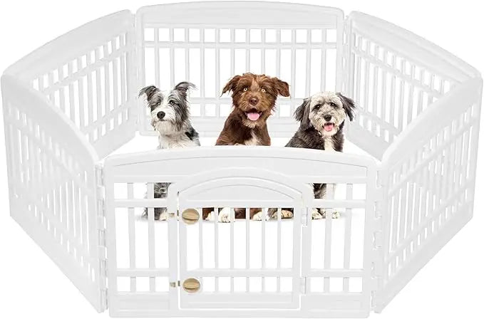 24-Inch 4-Panel Exercise Pet Playpen with Door - Easy to Assemble, Foldable, and Customizable, Ideal for Puppies and Small Dogs