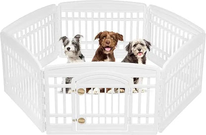 24-Inch 4-Panel Exercise Pet Playpen with Door - Easy to Assemble, Foldable, and Customizable, Ideal for Puppies and Small Dogs