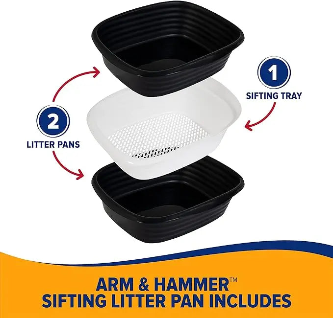 Sifting Litter Box for Indoor Cats with Microban, Scoop-Free Tray, USA Made