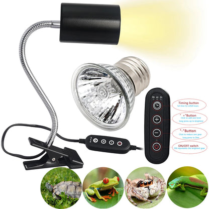 Reptile Heat Lamp Bulb With Clip-on Dimmable UVA UVB Turtle Tortoises Basking Lights Timming Pet Amphibians Lizards Heating Bulb