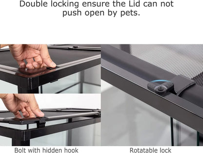 Tempered Glass Reptile Terrarium 30 Gallon Wide Reptile Tank 30" x 12"x 18" for Reptile Pets Bearded Dragon Gecko Lizard