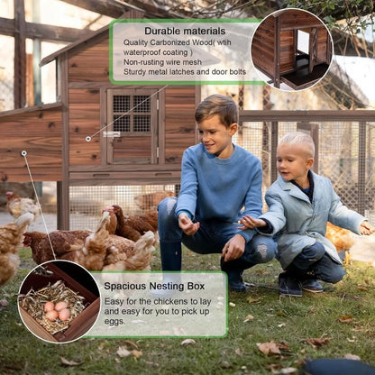 Large Wooden Chicken Coop, 160IN Outdoor Chicken Cages and Run with Nesting Boxes for 2-8 Chickens,  Poultry Pet House Rabbit