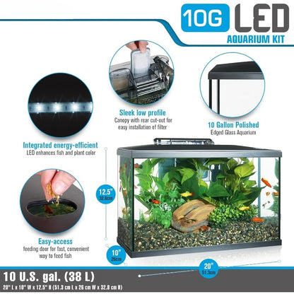 Fish & Aquatic Pet Supplies, LED Aquarium Kit, 10 Gallon