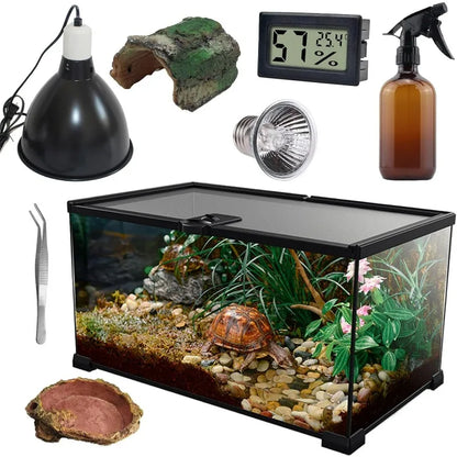 Reptile Glass (8 Pieces) 12 * 8 * 6 in, Amphibian Tank Starter Kit, Suitable for Small Reptiles Such As Geckos, Snakes, Lizards