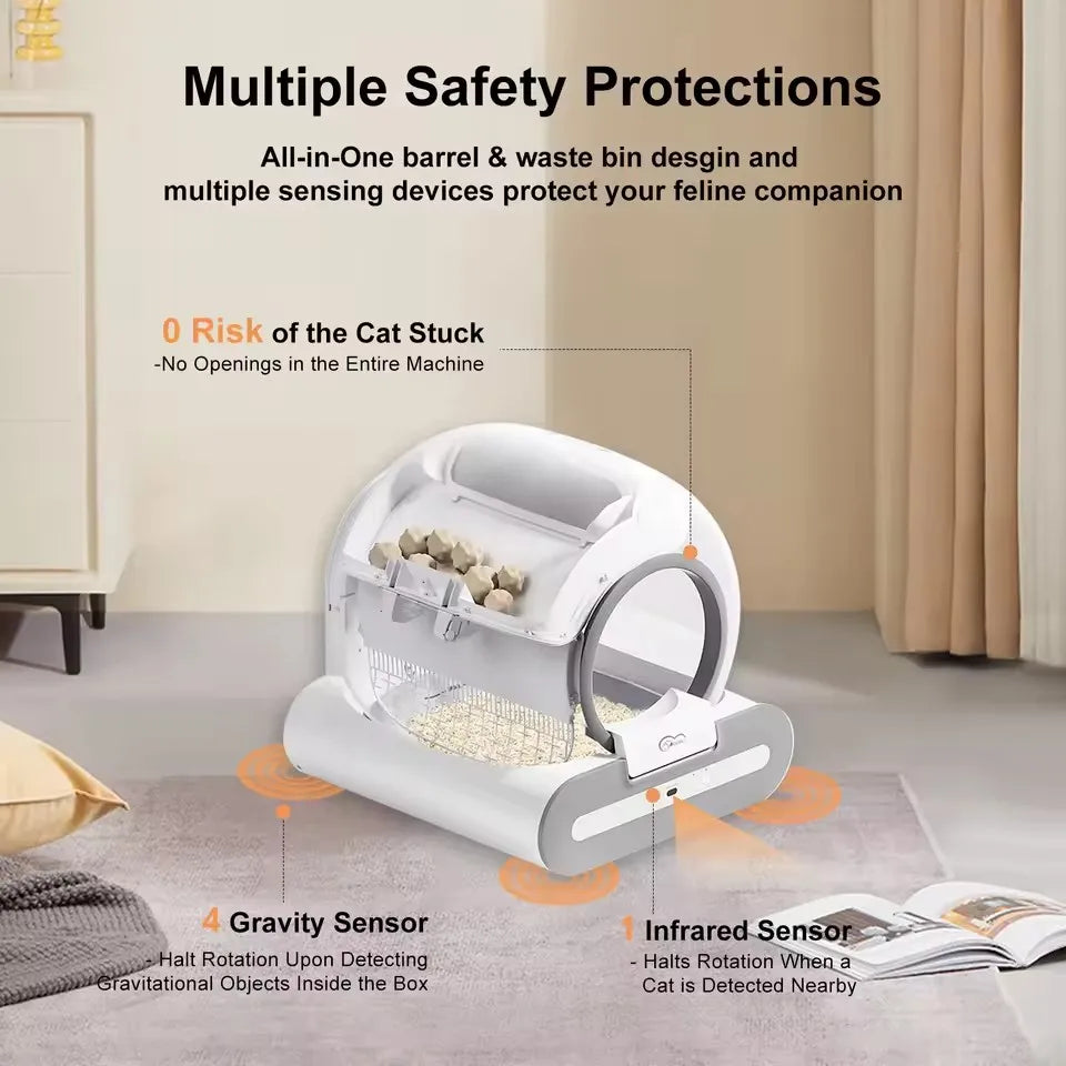 Tonepie 65L Automatic Smart Cat Litter Box Self Cleaning Fully Enclosed Cat Litter Box Pet Toilet Litter Tray English versions