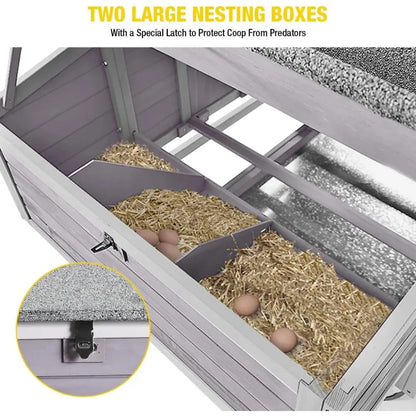 Chicken Coop with Wheels Large Hen House with Nesting Boxes Poultry Cage for 3-5 Hens Outdoor Duck Coop Pet Cage