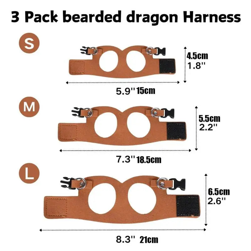 Bearded Dragon Rope And Harness Set Adjustable PU Leather Harness With Traction Rope Soft Leather Lizard Harness for Walking