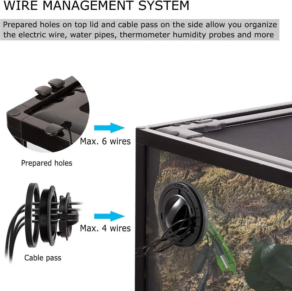 Tempered Glass Reptile Terrarium 30 Gallon Wide Reptile Tank 30" x 12"x 18" for Reptile Pets Bearded Dragon Gecko Lizard