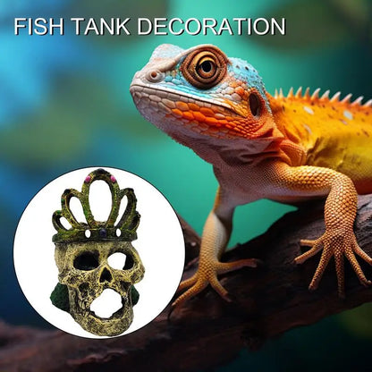 Fish Tank Aquarium Skull cave Breeding House Simulation Resin Cranium Statue Spider Scorpion Lizard hiding Shelter Ornament