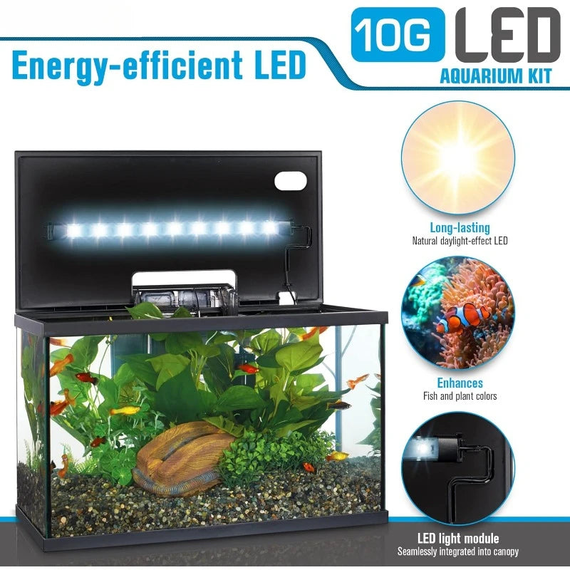 Fish & Aquatic Pet Supplies, LED Aquarium Kit, 10 Gallon