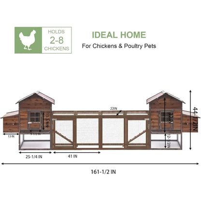 Large Wooden Chicken Coop, 160IN Outdoor Chicken Cages and Run with Nesting Boxes for 2-8 Chickens,  Poultry Pet House Rabbit