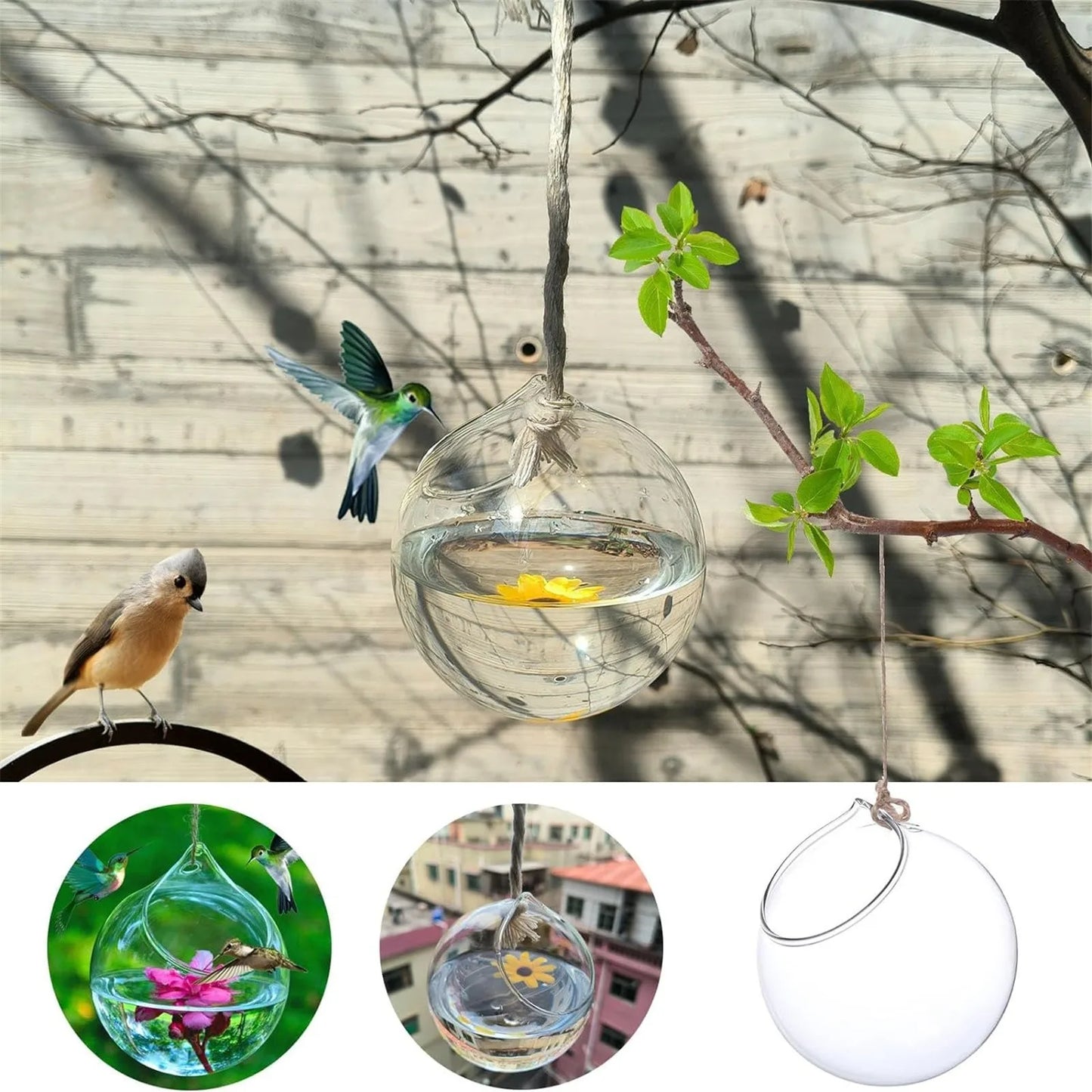 Humming Glass Feeder Outdoors Bird Feeder Hummingbird For Garden Fashion Manually Blowing Glass Hummingbird Feeder Fast