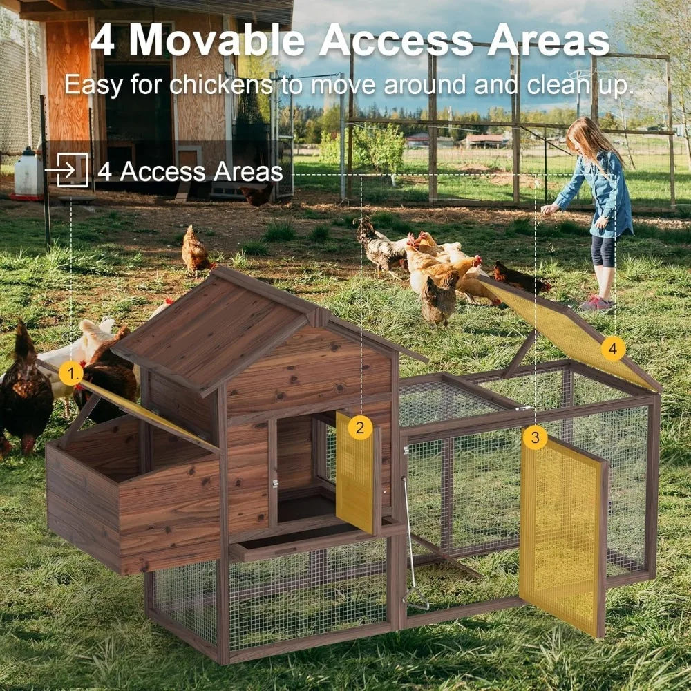 Large Wooden Chicken Coop, 160IN Outdoor Chicken Cages and Run with Nesting Boxes for 2-8 Chickens,  Poultry Pet House Rabbit