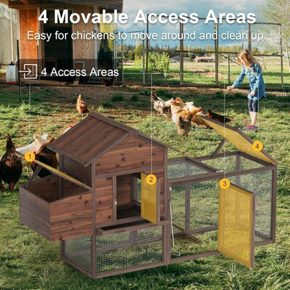 Large Wooden Chicken Coop, 160IN Outdoor Chicken Cages and Run with Nesting Boxes for 2-8 Chickens,  Poultry Pet House Rabbit