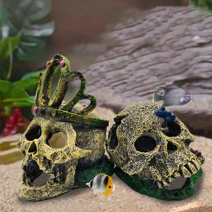 Fish Tank Aquarium Skull cave Breeding House Simulation Resin Cranium Statue Spider Scorpion Lizard hiding Shelter Ornament