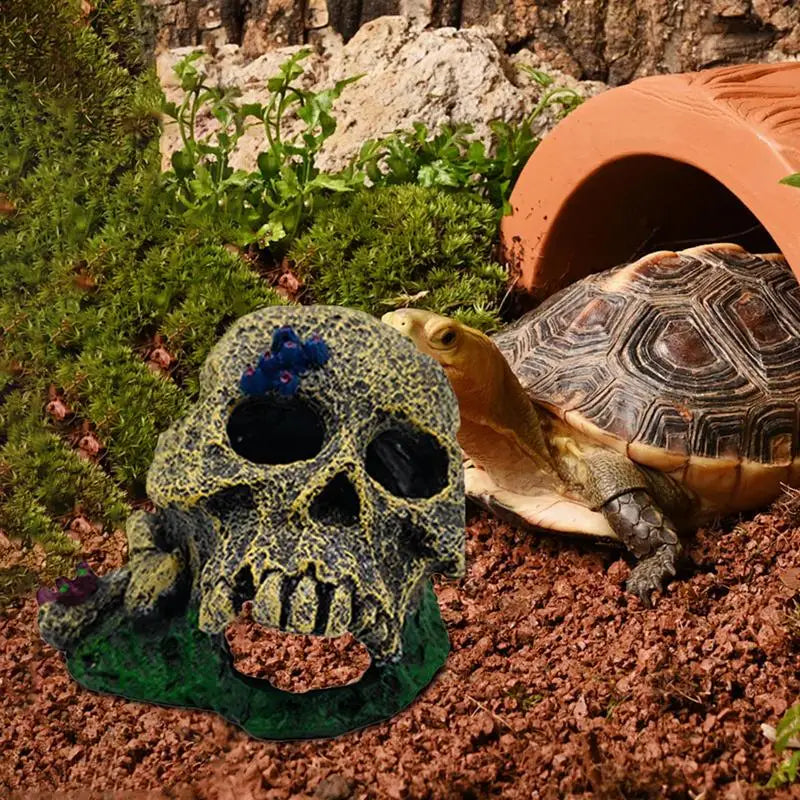 Fish Tank Aquarium Skull cave Breeding House Simulation Resin Cranium Statue Spider Scorpion Lizard hiding Shelter Ornament