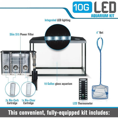 Fish & Aquatic Pet Supplies, LED Aquarium Kit, 10 Gallon
