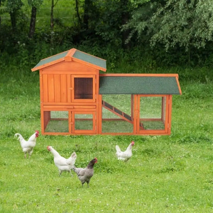 61" Wooden Rabbit Hutch Chicken Coop Small Pet House Bunny Cage w/Ramp Run