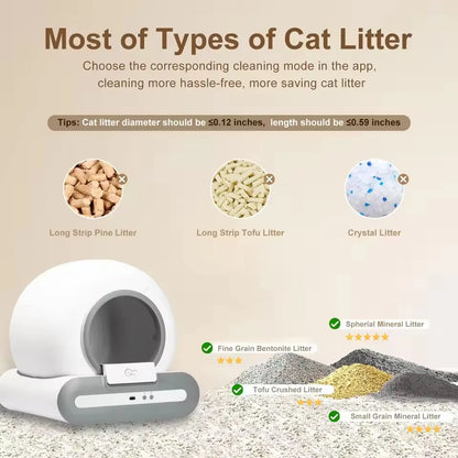 Tonepie 65L Automatic Smart Cat Litter Box Self Cleaning Fully Enclosed Cat Litter Box Pet Toilet Litter Tray English versions